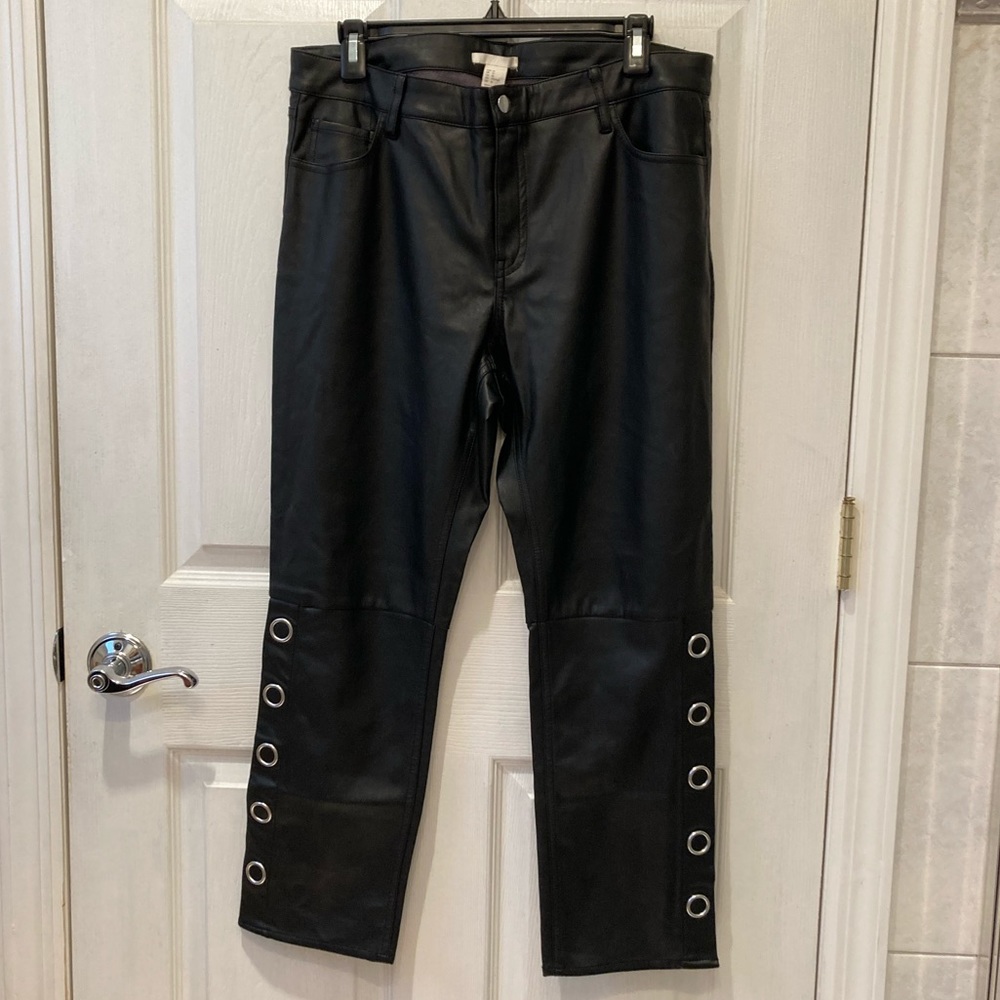 H&M Faux Leather / Faux Suede Lined Button Ankle Pants